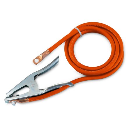 TRYSTAR Premium Welding Cable 1/0 Orange  10 FT  Black Male 2MPC / 500A Steel Ground Clamp TSWC10OR10-BKM-SGC5